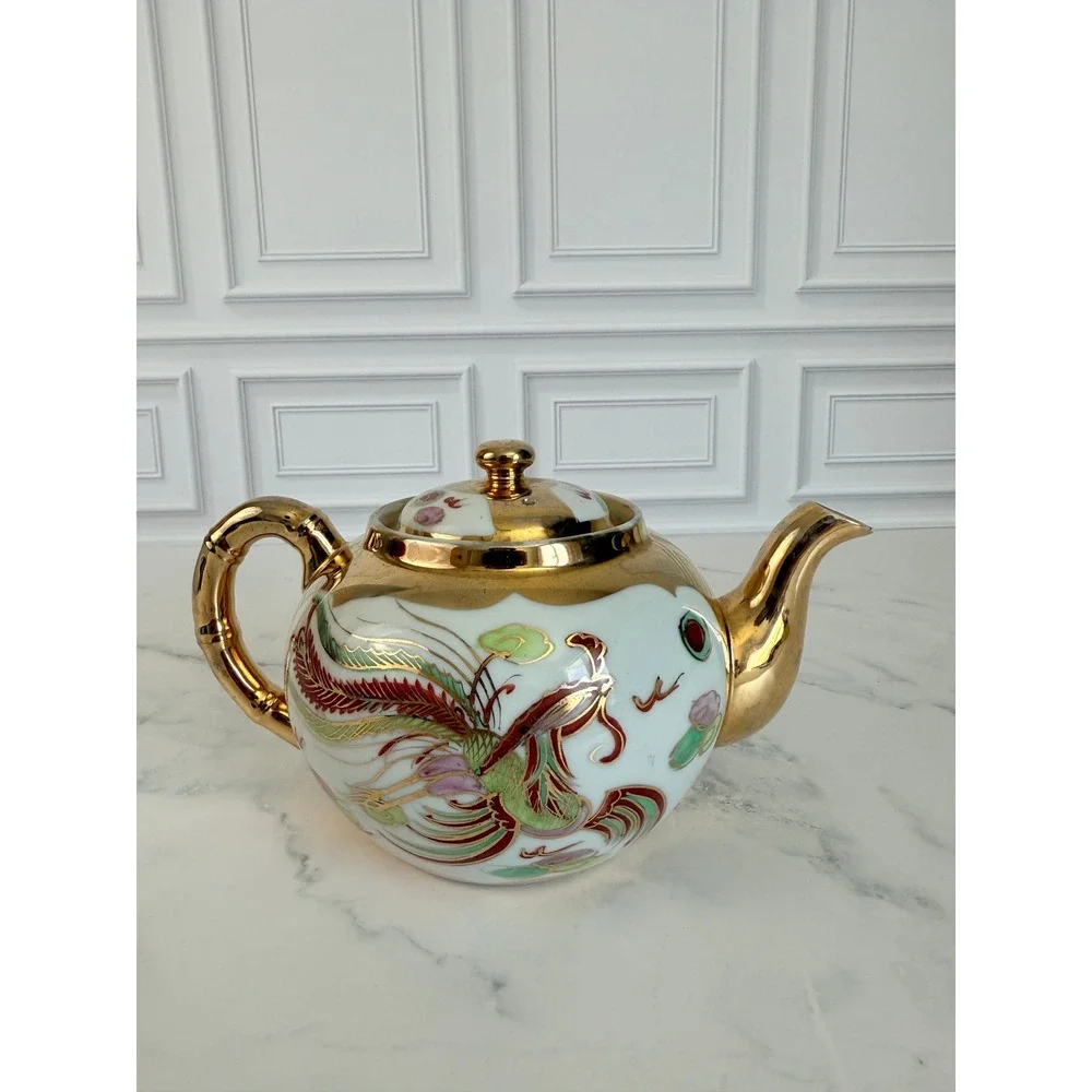 VTG Asian DragonWare and Phoenix 22K Gilded Teapot